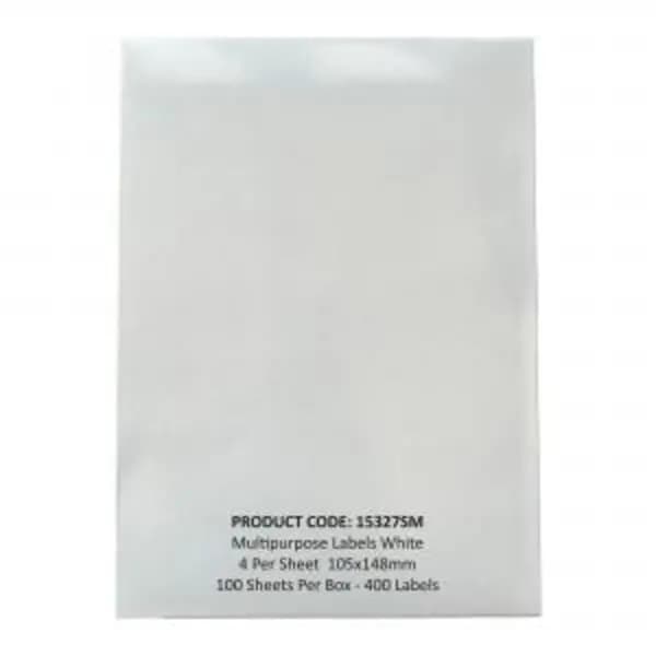 ValueX Multipurpose Label 105x148mm 4 Per A4 Sheet White Pack 100 EXR15327SM