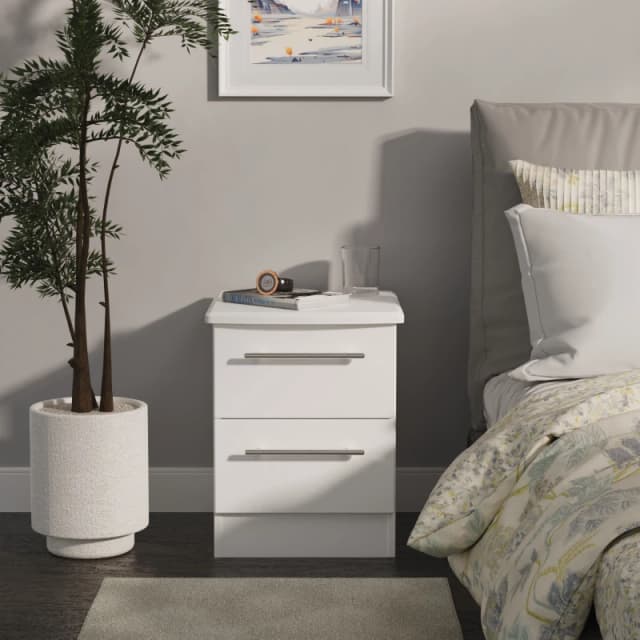 Ready Assembled 2 U Carlton 2 Drawer Bedside Cabinet (Ready Assembled) in White Size: Small White Unisex Small