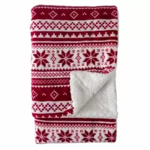 Crossland Grove Scandi Sherpa Throw Red 1400x1700mm