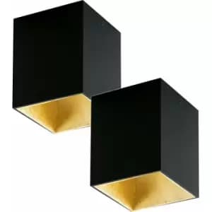 2 pack Wall / Ceiling Light Black & Gold Square Downlight 3.3W Built in led