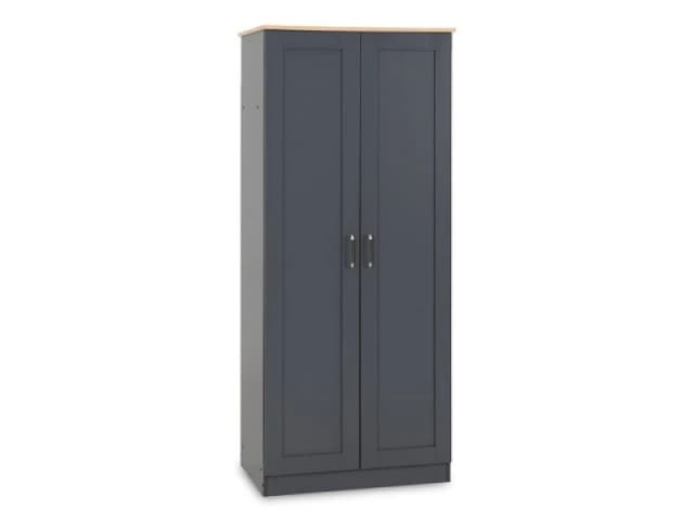 Seconique Portland Grey and Oak 2 Door Double Wardrobe