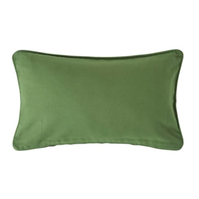 Homescapes Cotton Plain Olive Green Rectangular Cushion Cover, 30 X 50 Cm
