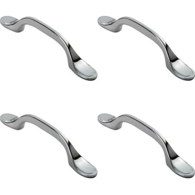 Loops 4x 128mm Shaker Style Cabinet Pull Handle 76mm Fixing Centres Polished Chrome Multi unisex
