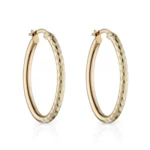 JG Signature 9ct Gold Double Texture Hoop Earrings