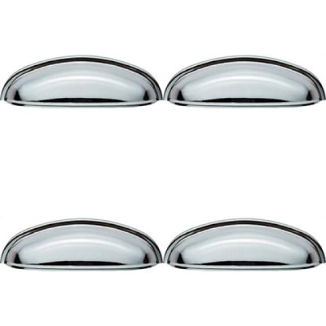 Loops 4x Shaker Cup Pull Handle 124 x 35mm 96mm Fixing Centres Polished Chrome Multi unisex