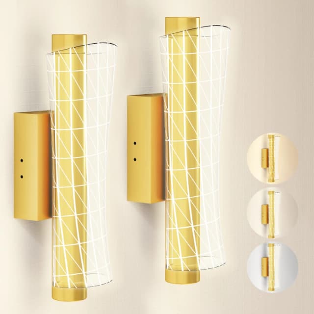 HOMCOM HOMCOM LED Wall Lamp 2 Pack, Modern Indoor Geometric Wall Light, Gold Tone Gold One Size Unisex 5063603425286