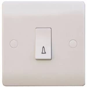 ESR Sline 10A White Bell 230V Electric Wall Plate Switch