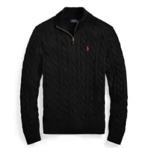 Polo Ralph Lauren Cable Quarter Zip Knit Jumper - Black