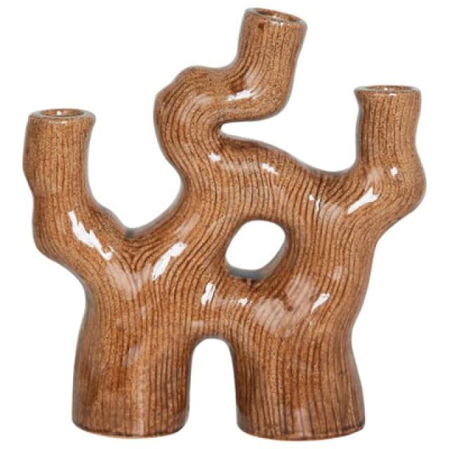 Beliani Flower Vase Barbus Stoneware 31cm Brown