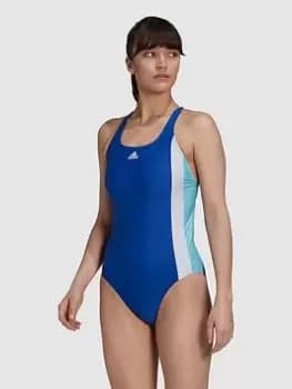 adidas Badge Of Sport Colourblock Swimsuit - Blue Size 38, Women