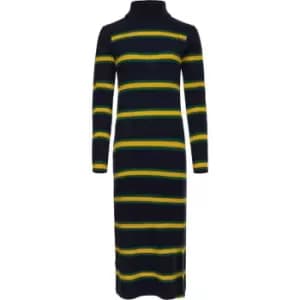 Tommy Hilfiger Stp Rib Slim R-Nk Midi Dress Ls - Blue