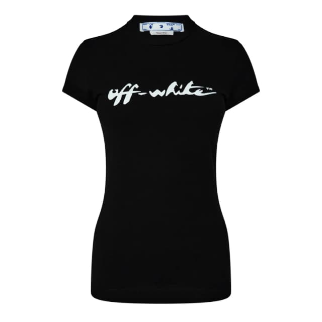 Off White Womens Script Logo T-Shirt Black White female XXS
