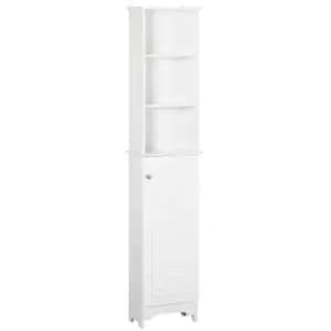 Homcom 165Cm Freestanding Slimline Bathroom Storage Cabinet With 6 Shelves - White