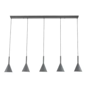 Cornucopia Straight Bar Pendant Ceiling Light Grey Matt, Inside Silver