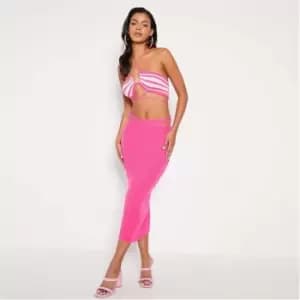 I Saw It First Waist Strap Detail Knitted Front Split Skirt Co-Ord - Pink