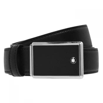 Mont Blanc - Black 30 Mm Leather Belt - Belts - Black
