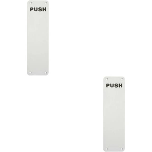 Loops 2x Push Engraved Door Finger Plate 300 x 75mm Satin Anodised Aluminium Multi