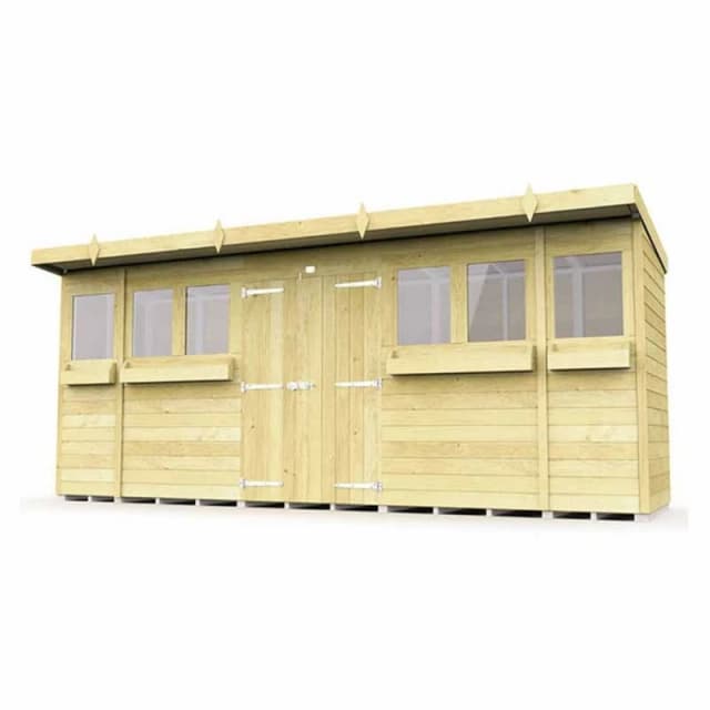 Buttercup Farm 16 x 4 Feet Pent Summer Shed - Wood - L118 x W474 x H201cm in Brown Brown Unisex
