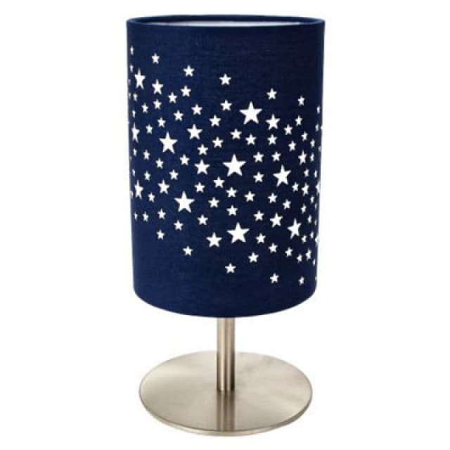 Happy Homewares Beautiful Stars Decorated Children/kids Midnight Blue Cotton Bedside Table Lamp