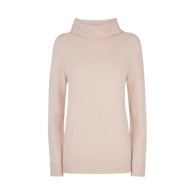 James Lakeland Pale Pink Ribbed Neck Polo Jumper - 8