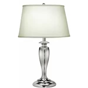 Table Lamp Zinc Cast Pearl Supreme Satin Shade Polished Nickel LED E27 60W