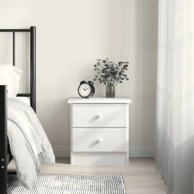 vidaXL Bedside Cabinet Alta White 41x35x41cm Solid Wood Pine, White 353916