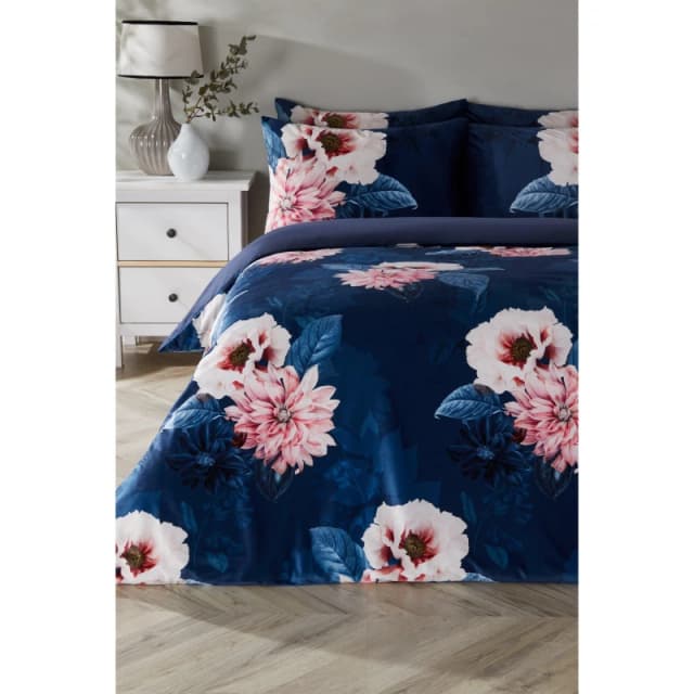 Homelife Homelife Floral Velour Duvet Set - Blue Blue Single