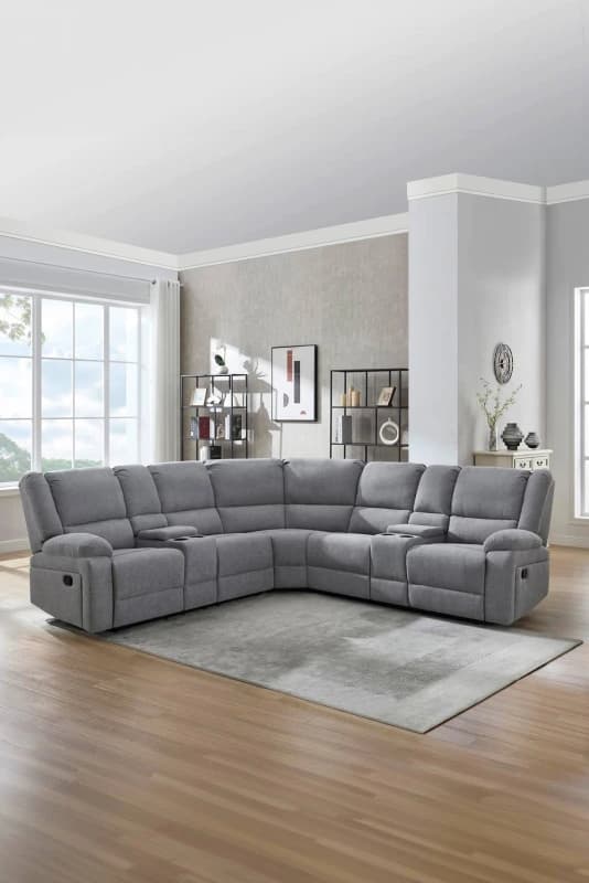 More4Homes Praga Corner Fabric Recliner Sofa Light Grey