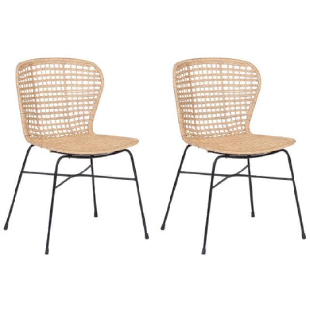 Beliani Set Of 2 Dining Chairs Elfros Rattan Natural