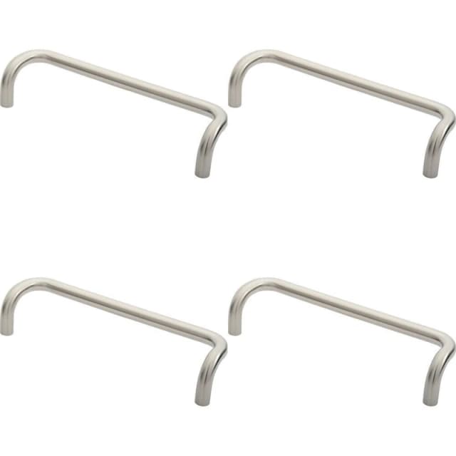 Loops 4x Cranked Door Pull Handle 19mm Dia 300mm Fixing Centres Satin Steel Metallics unisex
