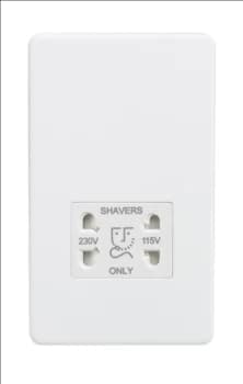 KnightsBridge Screwless 115/230V Dual Voltage Shaver Socket - Matt White