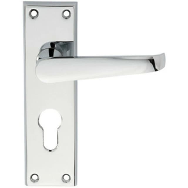 Loops PAIR Straight Victorian Lever on Euro Lock Backplate 150 x 43mm Polished Chrome Multi