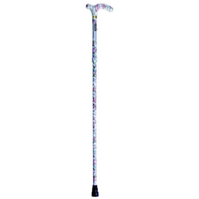 Loops Deluxe Ambidextrous Foldable Walking Cane - 5 Height Settings - Floral Design Multi