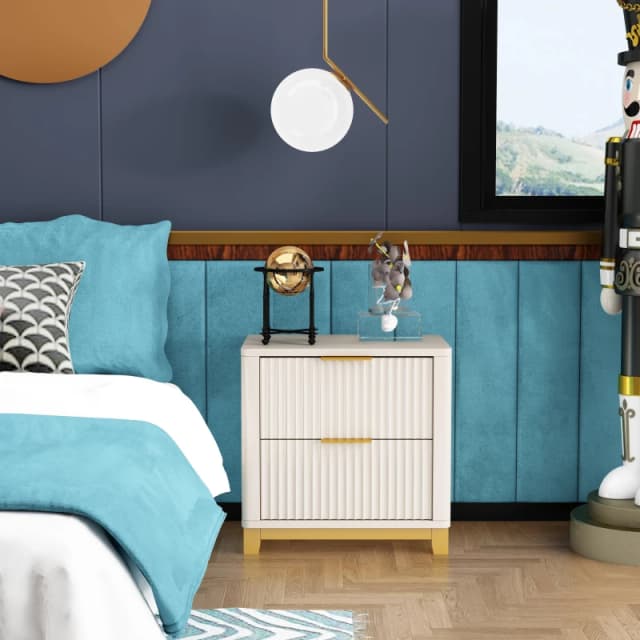 Cabinet Bits Molino 2 Drawer Bedside Table in White White Unisex