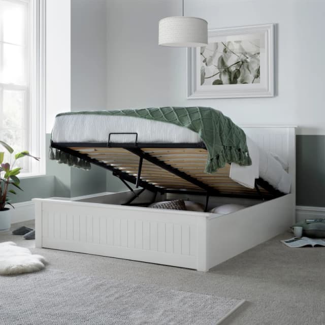 Bedmaster Bedmaster Dawson Wooden Ottoman Bed And Super Ortho Orthopaedic Mattress in White Size: King White King Unisex 9502187344553