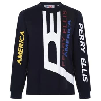 Perry Ellis Logo T Shirt - Blue