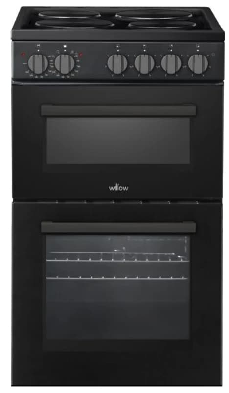 Willow Freestanding Electric Cooker Black Wide Twin Cavity Cooker Black Unisex