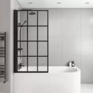 Black Grid Bath Shower Screen 1500mm Left Hand - Nova