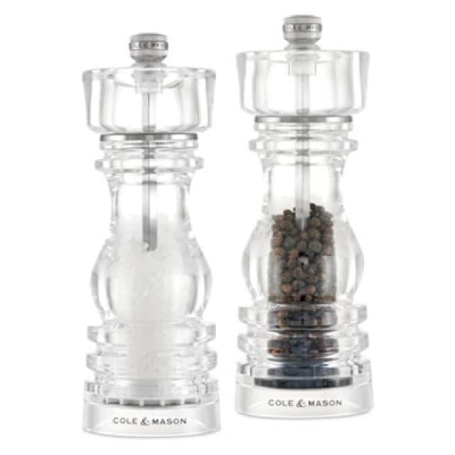 Cole & Mason London Acrylic Salt And Pepper Mill Set 180mm - Clear