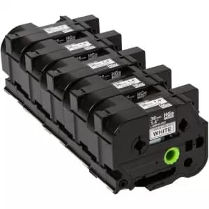 Brother Hge-261v5 Black On White 8m X 36mm High Grade Tape 5pk