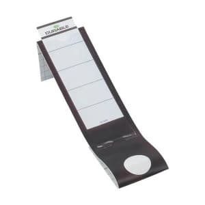 Durable ORDOFIX Self Adhesive PVC Spine Labels Black for Lever Arch File Pack of 10 Spine Labels