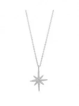 The Love Silver Collection Sterling Silver North Star Cubic Zirconia Pendant Necklace