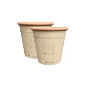 RD Pair of Boxwood Acorn 33cm Brown Planters