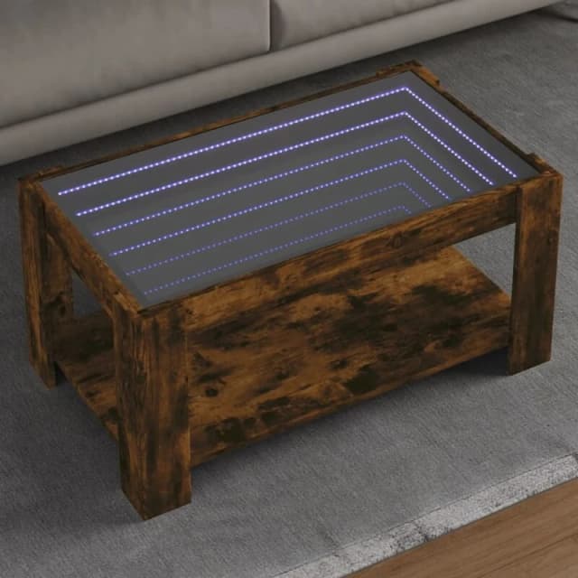 vidaXL Coffee Table with LED Smoked Oak 93x53x45cm Engineered Wood, Brown 847557