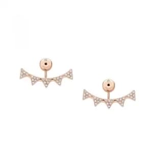 Ladies Fossil Rose Gold Plated Spike Ear Jacket Earrings