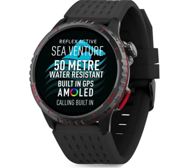 REFLEX ACTIVE Sea Venture Smartwatch - Black, Silicone Strap, Black 5018479164128