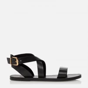Dune Womens Leelah Leather Flat Sandals - Black - UK 4