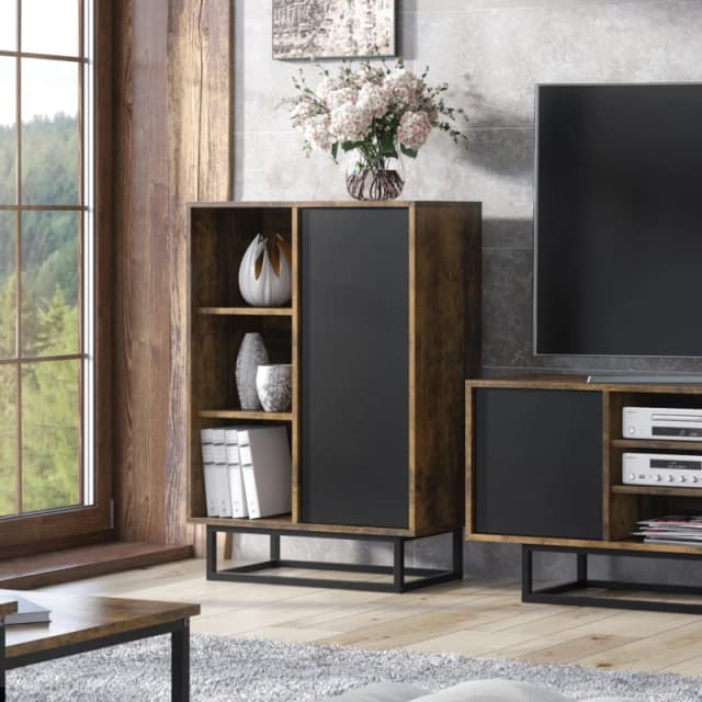 Mex Furniture LTD Sideboard 100cm Loft / Industrial in Dark Brown Dark Brown Unisex