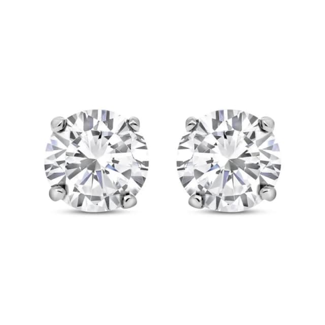 Jewelco London Silver CZ 4 Claw Solitaire Stud Earrings 4mm - RD4 Silver unisex