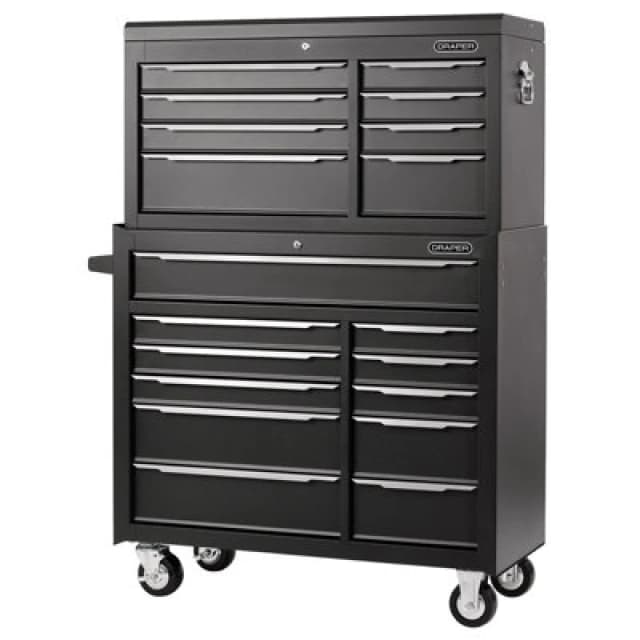 Draper 19 Drawer Combination Roller Cabinet and Tool Chest v Colour: Black